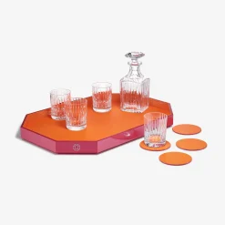 Baccarat Trays & Coasters|Octogone Tray L & Coaster X4 & Harmonie Tumblers & Whiskey Decanter | United States